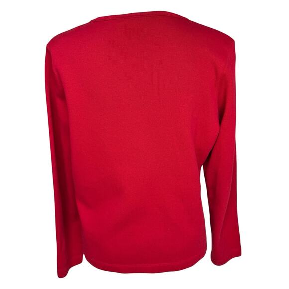 Vintage LIZ CLAIRBORNE Red Christmas Sweater Size L Holiday Party Festive - Picture 2 of 10